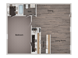 One Bedroom / One Bath - 697 Sq.Ft.*