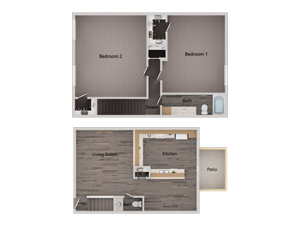 Two Bedroom / One and Half Bath - Townhome